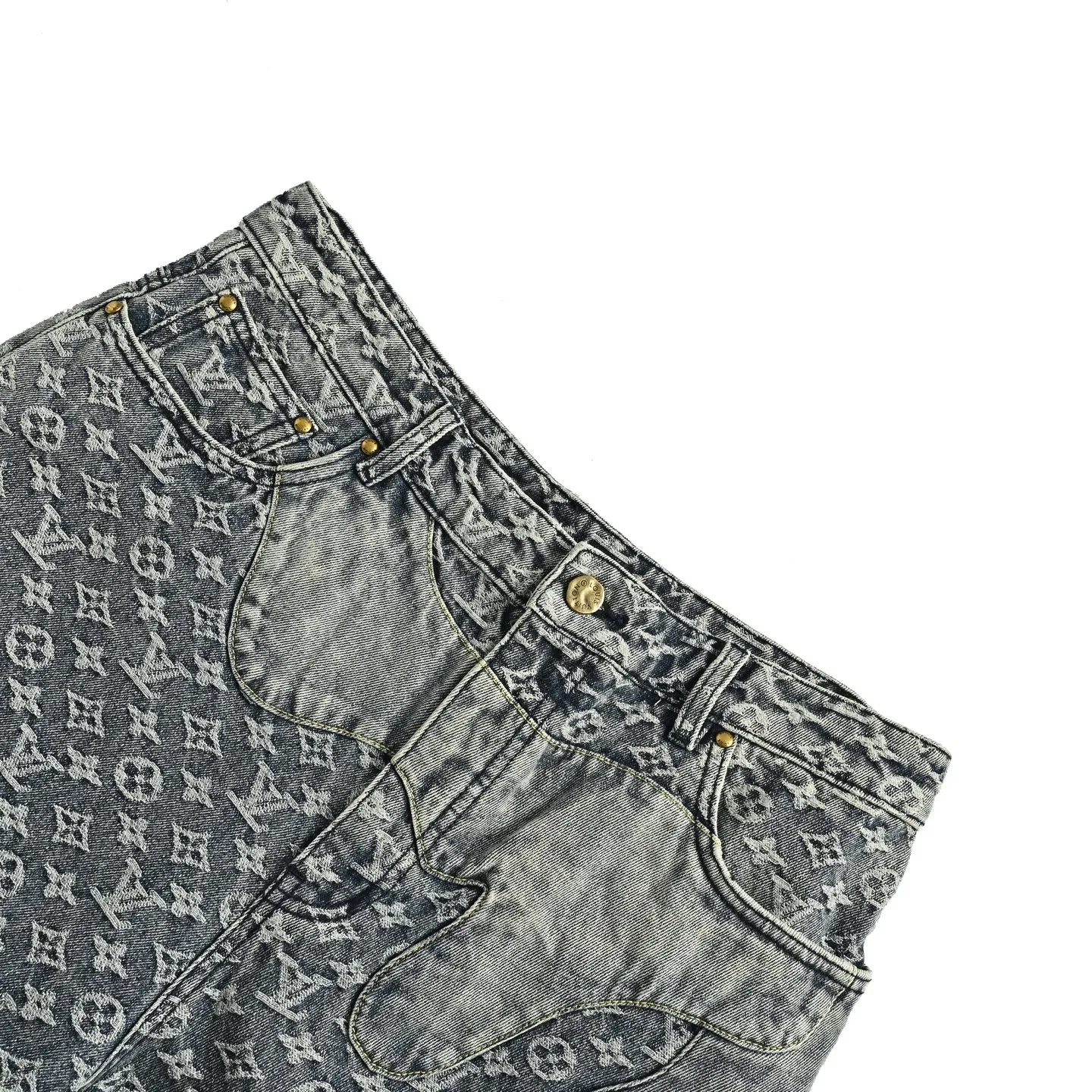 Louis Vuitton/Louis Vuitton love leather brand old flower jacquard jeans
